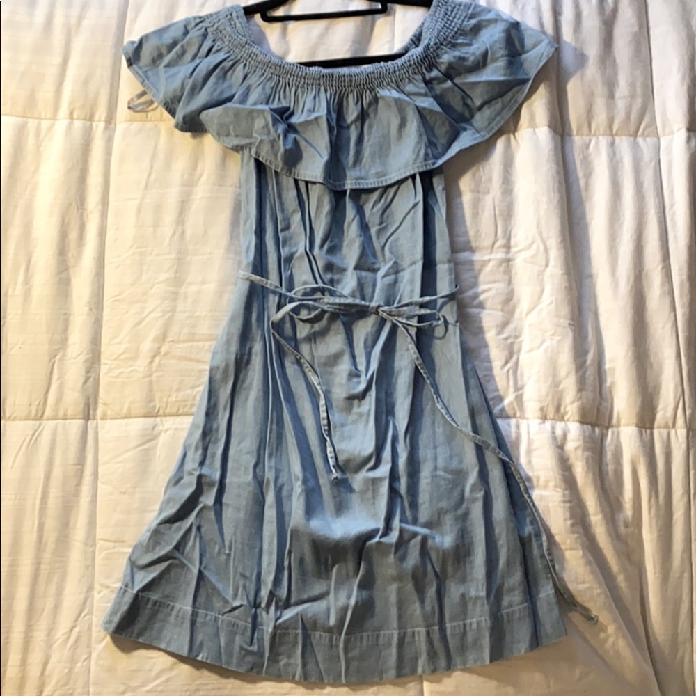 LOFT light blue off the shoulder dress